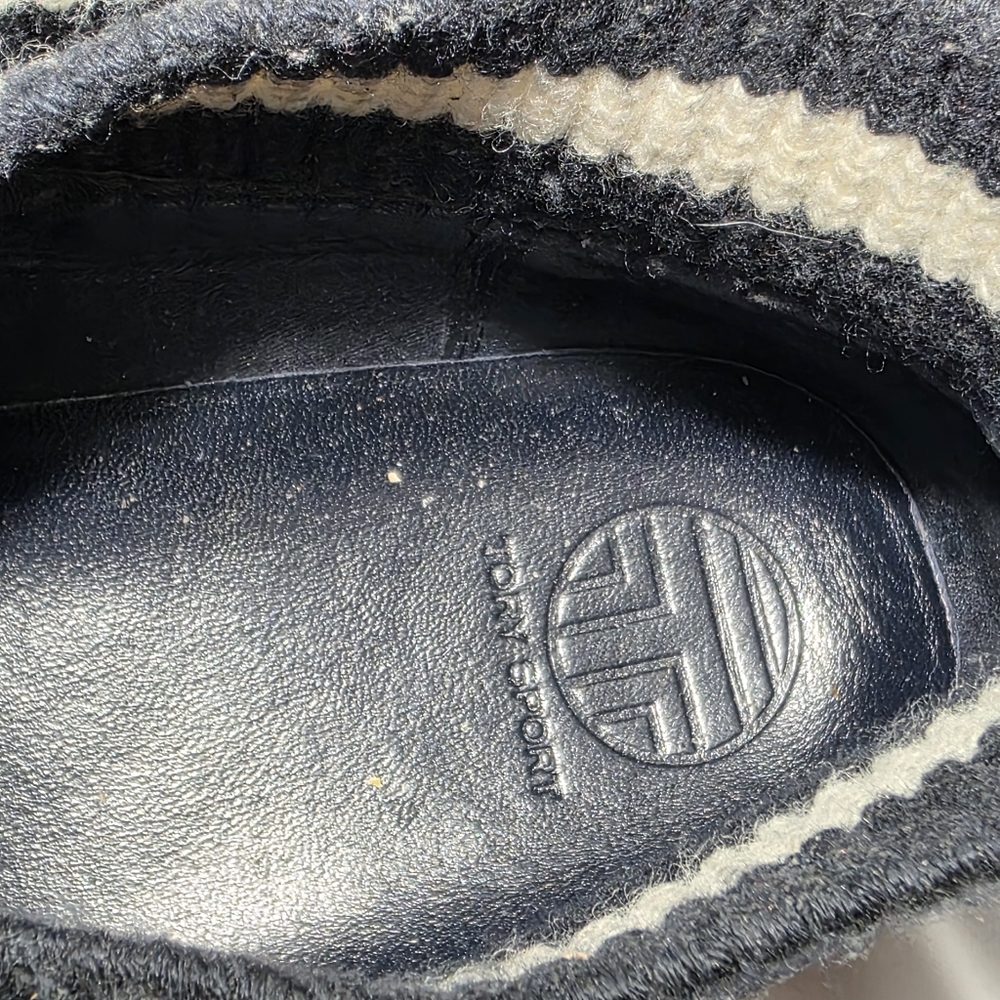 Tory Burch Sport "All Love" Navy and White Suede Mid‎ Top Sneakers Womens Size 9 - Picture 9 of 11